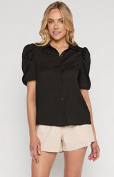 SOGNA COL Gigot Sleeves Textured Button Up Shirt  STO666A